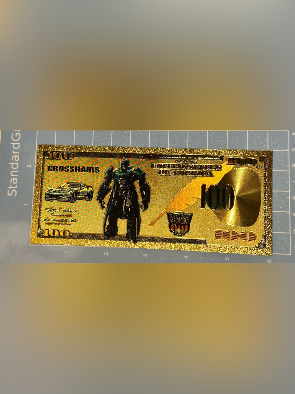 Gold Holographic Transformers CROSSHAIRS Collectable Note